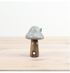 This wooden mushroom house is great for creating a woodland feeling in the home.