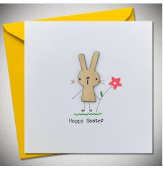 A sweet and charming Easter card with a decorative bunny and a 3D crystal flower.
