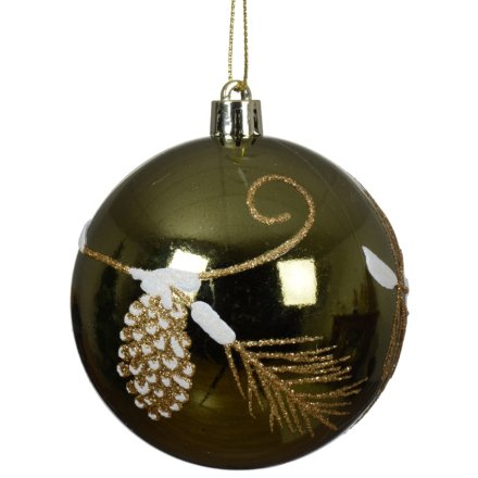 Green & Gold Hanging Bauble, 8cm