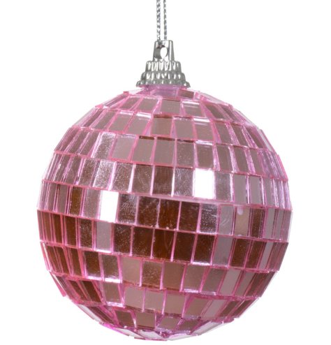 Add a pop of party vibes to your home decor with this eye-catching pink bauble.