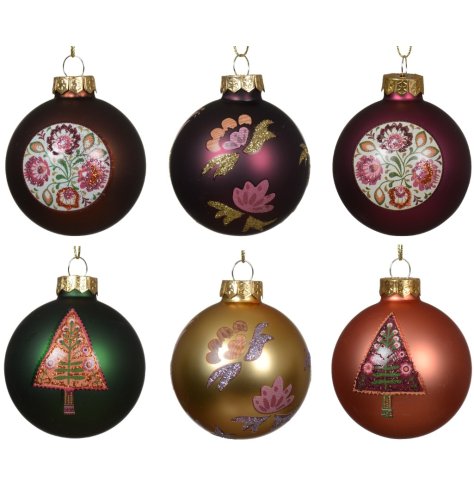 6/a Folksy Glass Baubles 