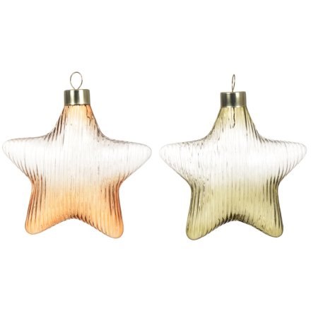 2/a Ribbed Star Ombre Baubles