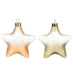 Ribbed Glass Star Ombre Baubles 2/a  