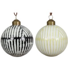 Yellow & Black Striped Baubles 2/a
