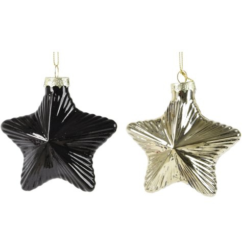 Textured Black & Gold Star Hangers 2/a