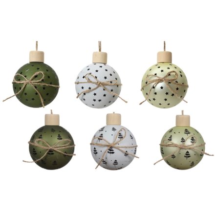 6/a Tree Baubles w/ Jute String Bow