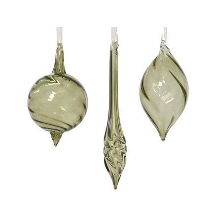 3/A Swirl Green Hanging Bauble, 13.5cm