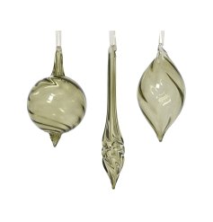 3/A Swirl Green Hanging Bauble, 13.5cm