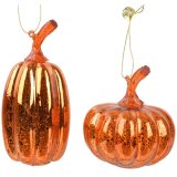 2 assorted glass pumkin hangers perfect for halloween 