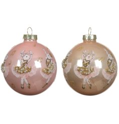 Dancing Ballerina Bauble w/ Gold Music Notes