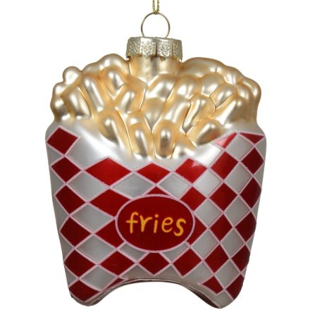 Hanging Metallic Festive Fries Decor, 11cm