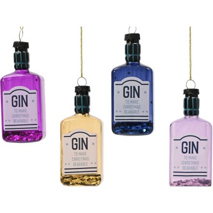 4/a Hanging Gin Bottle Ornaments