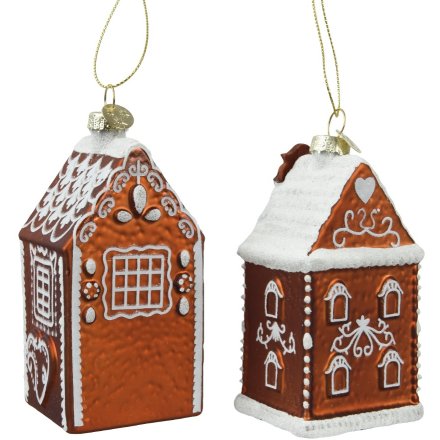 Bronzed Gingerbread House Hanging Ornaments 2/a