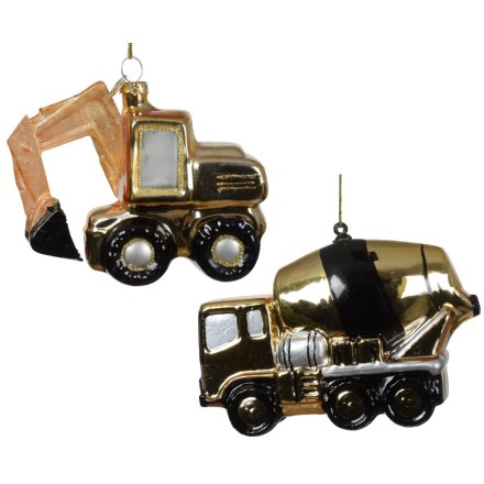 Digger/Truck Glass Hanging Ornament