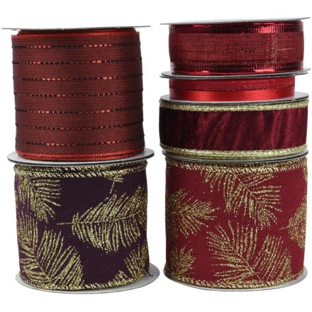 6/A Gift Wrap Christmas Ribbon in Red & Gold