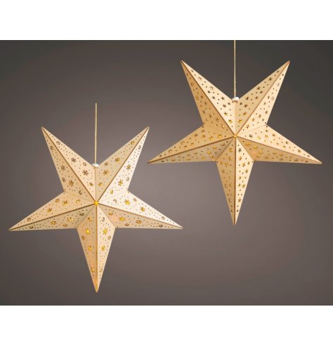 2/A Hanging Indoor Wooden LED Stars, 60cm
