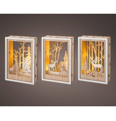 3/A LED Forest Scenery Wooden Deco, 15cm
