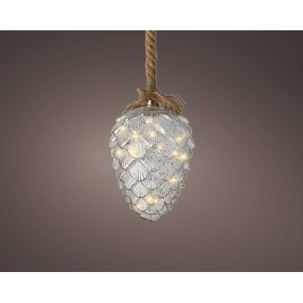 Light up LED Pinecone hanging Deco, 21cm