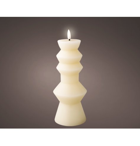 Light Up LED Wick Candle holder White, 23cm