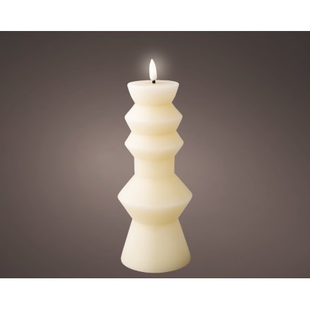 23cm LED Wick Candle holder in White