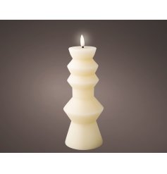 23cm LED Wick Candle holder in White