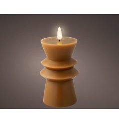 Small Brown LED Wick Candle holder, 14.6cm