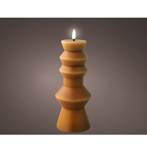 Light Up LED Wick Candle holder Brown, 23cm