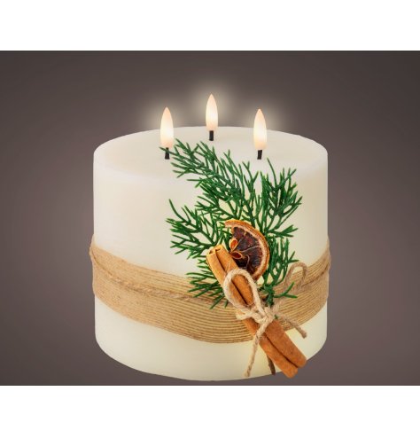LED Candle w/ Foliage 15cm 