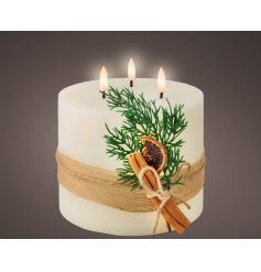 LED Candle w/ Festive Foliage Decoration 