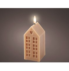 LED Wax Candle House in Cream