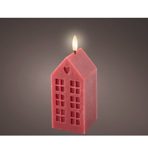 Red Candle House w/ LED Wick