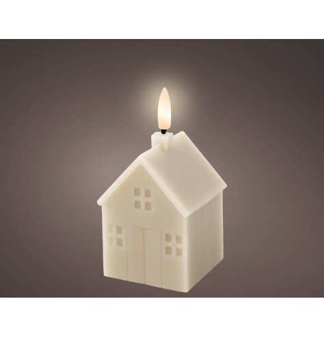 Cream Light Up Candle House 11.3cm