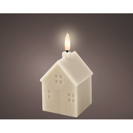 Cream LED Candle House 11.3cm