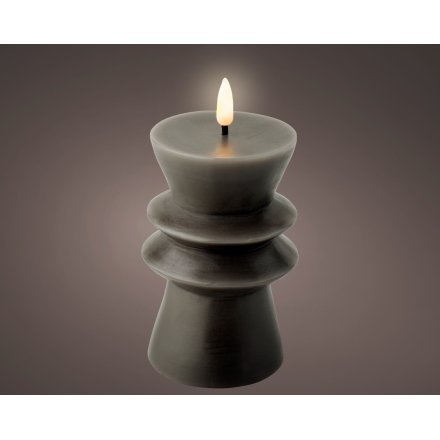 Light Up LED Wick Candle holder Small Black, 14.6cm