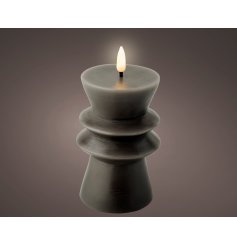 Small Black LED Wick Candle holder, 14.6cm