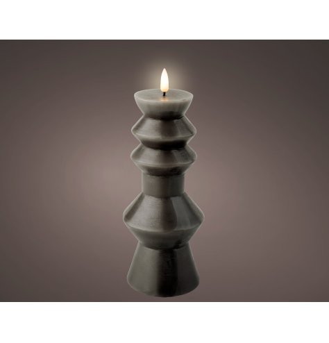 Light Up LED Wick Candle holder Black, 23cm
