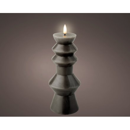 Light Up LED Wick Candle holder Black, 23cm