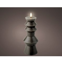 23cm LED Wick Candle holder in Black