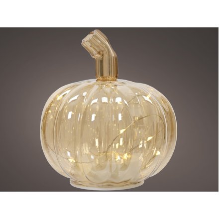 Get in the autumnal mood with these cute glass light up pumpkin deco