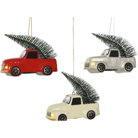 3/A Flashing Effect Car & Tree Deco, 11.5cm