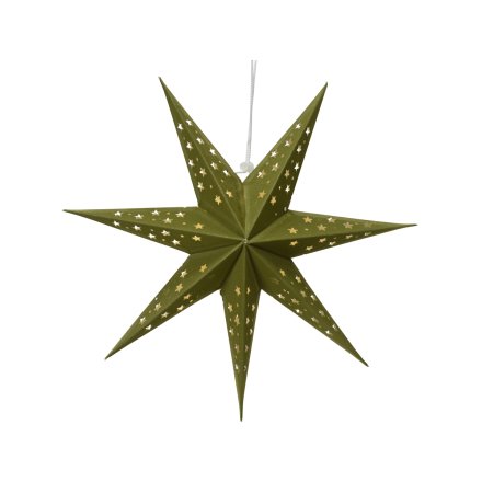Green Indoor Micro Light Up Paper Star Deco, 60cm