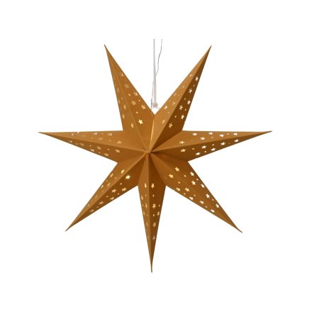 Light Up Brown Paper Star Decoration, 60cm