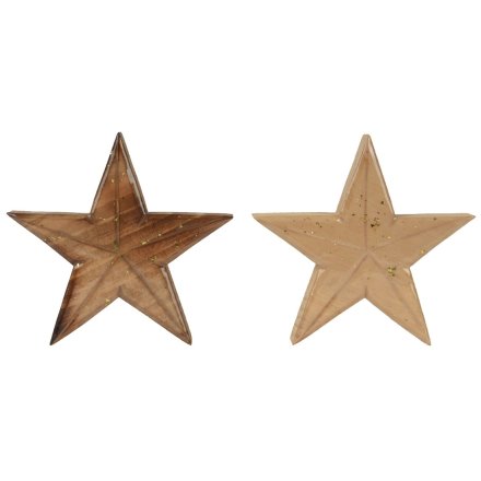 2/A Home Deco Wooden Star, 12.5cm