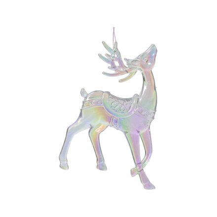 Iridescent Ornament - Reindeer, 11cm