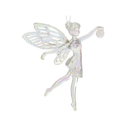 Clear Pixie Fairy Angel Tree Decoration, 12cm