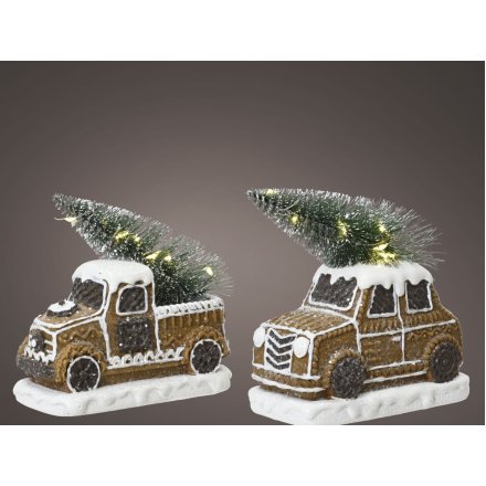 2/A Xmas Indoor LED Car with Tree Deco, 14cm