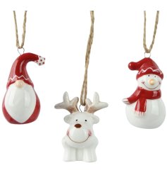 3/A Hanging Santa, Reindeer, Snowman Tree Deco