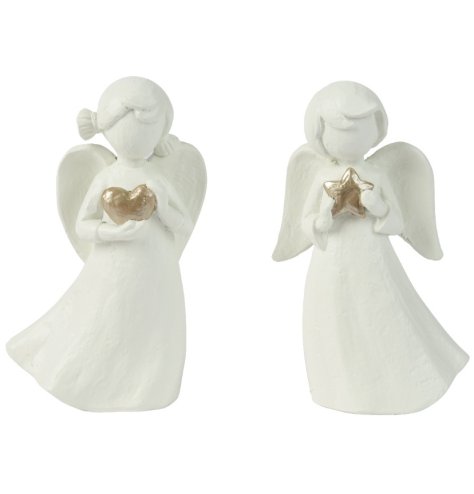 2/A Angel Ornament with Gold Heart & Star, 11.6cm