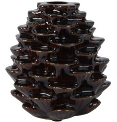 Stoneware Pinecone Candle Holder, 12.3cm