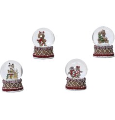 4/A Traditional Christmas Teddy Snow Globe 